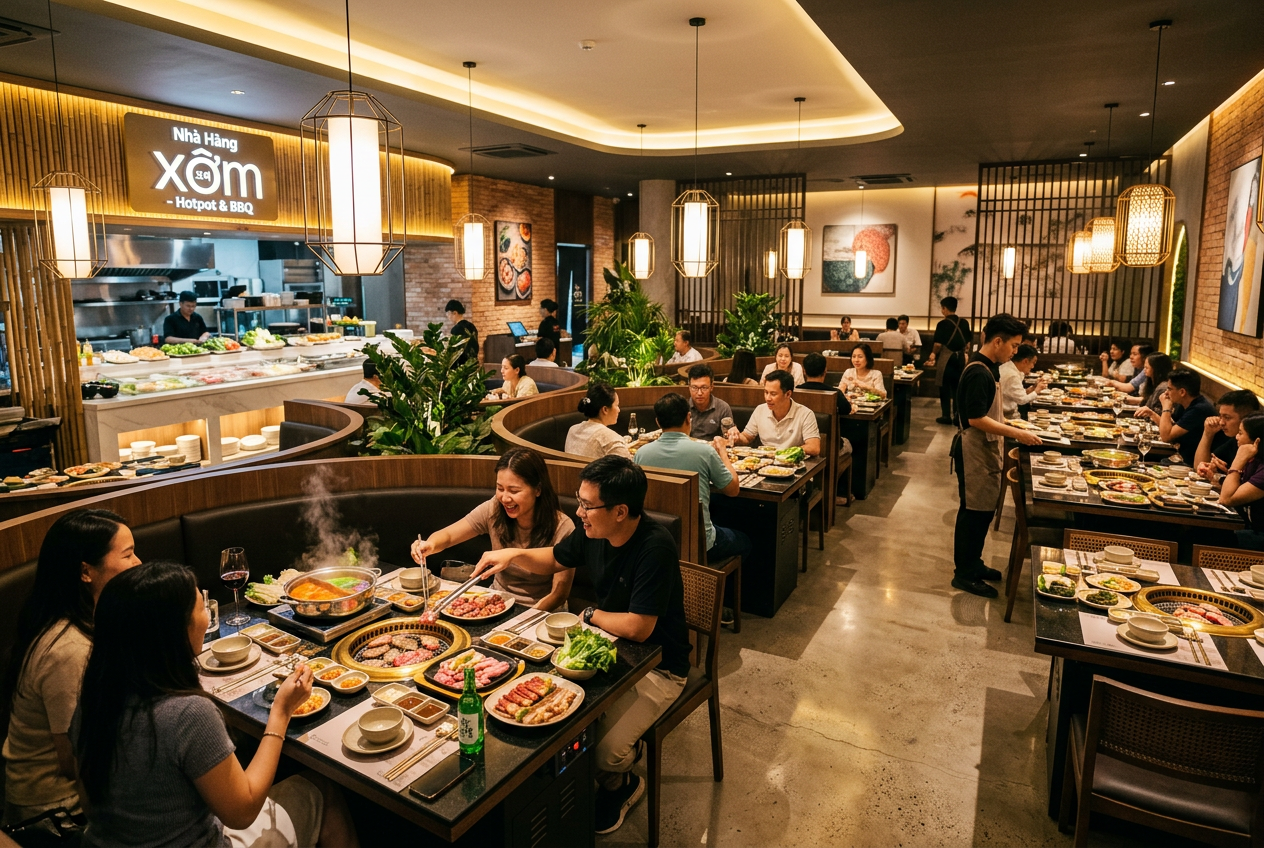 thiết kế nhà hàng nướng không khói