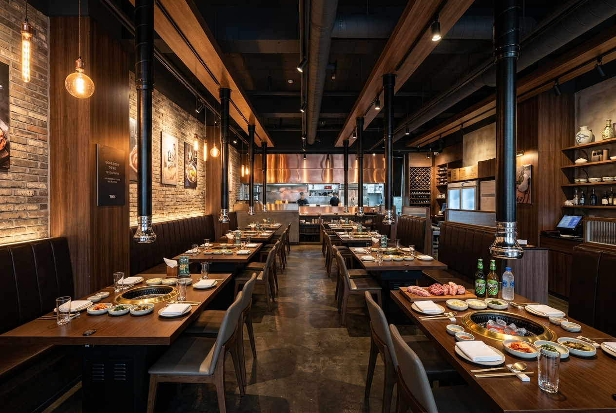 thiết kế nhà hàng nướng không khói