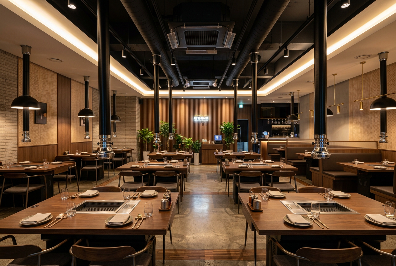 thiết kế nhà hàng nướng không khói